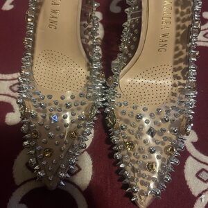 Alexander Wang Clear Heels with Silver and Gold Studs